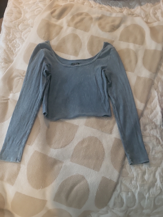wild fable Tops - Really Cute Light Blue Ribbed Long Sleeve Cropped Top